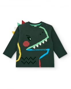 Camiseta de manga larga para niño con diseño de dinosaurio y cremallera colección Cyber Dino