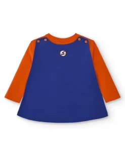 Camiseta de manga larga para niño en naranja con estampado de superhéroe colección Super Natural