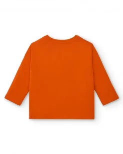 Camiseta de manga larga para niño en naranja estampado de superhéroe colección Super Natural