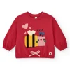 Camiseta de punto niña en rojo con detalle bordado de abeja Happy Garden