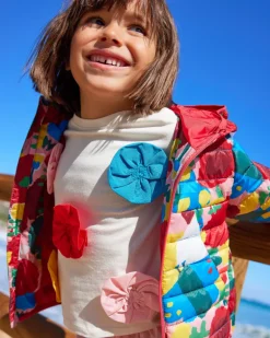 Camiseta de punto niña en blanco con apliques florales Happy Garden