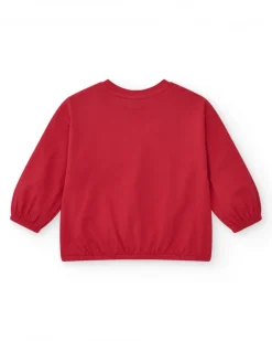 Camiseta de punto niña en rojo con detalle bordado de abeja Happy Garden