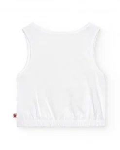 Camiseta de tirantes para niña en blanco y estampado brillante