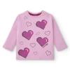 Camiseta manga larga rosa con corazones para niña colección Cyber Dino