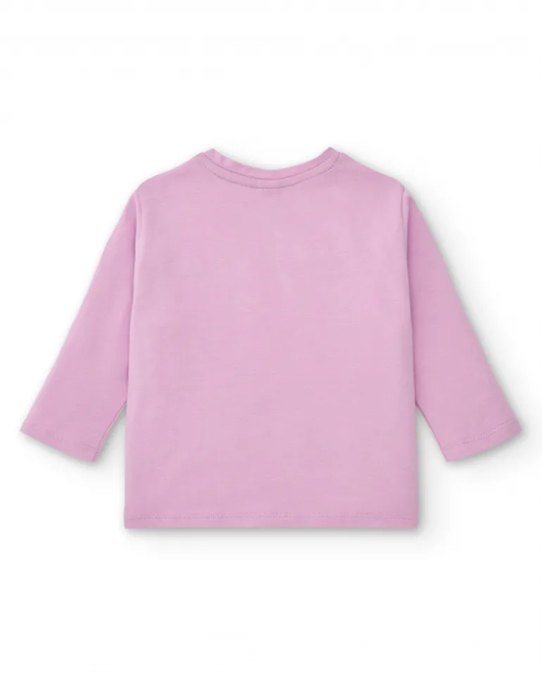 Camiseta manga larga rosa con corazones para niña colección Cyber Dino