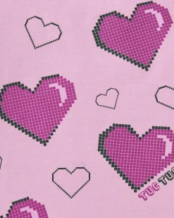 Camiseta manga larga rosa con corazones para niña colección Cyber Dino
