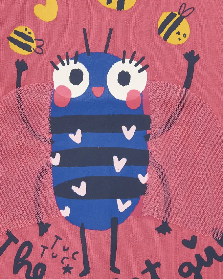 Camiseta niña en fucsia con estampado de abeja colección Amazing