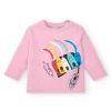 Camiseta niña en rosa con estampado de ceras de colores colección Big Brains