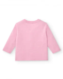 Camiseta niña en rosa con estampado de ceras de colores colección Big Brains