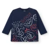 Camiseta niño en azul marino con estampado "Super Cool" colección Big Brains