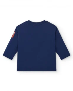 Camiseta niño en azul marino con estampado "Full of Ideas" colección Big Brains