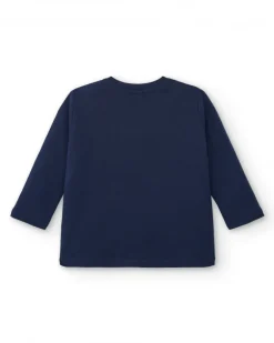 Camiseta niño en azul marino con estampado "Super Cool" colección Big Brains