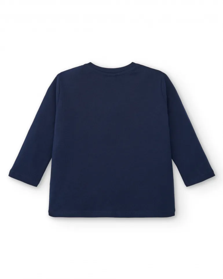 Camiseta niño en azul marino con estampado "Super Cool" colección Big Brains