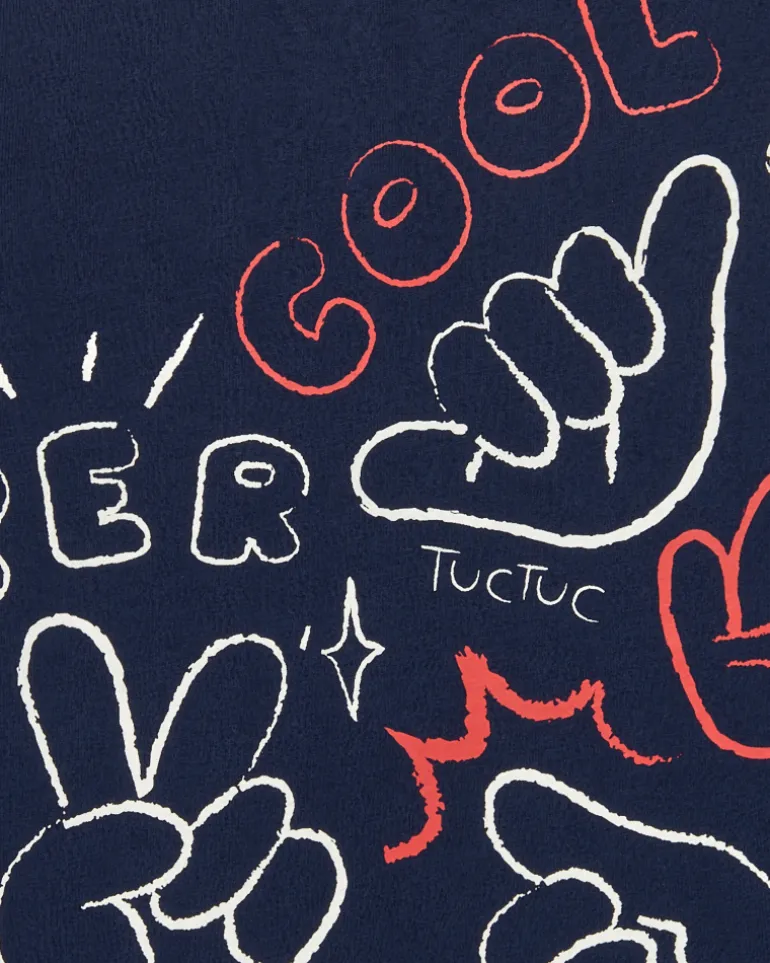 Camiseta niño en azul marino con estampado "Super Cool" colección Big Brains