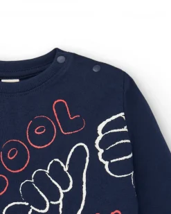 Camiseta niño en azul marino con estampado "Super Cool" colección Big Brains