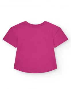 Camiseta par aniña en rosa de manga corta y mensaje frontal