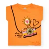 Camiseta para niña con cámara de lentejuelas y frase "Strike a pose!!"