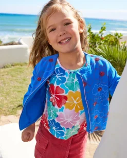 Camiseta para niña con diseño halter y estampado floral vibrante