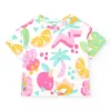 Camiseta para niña con frutas tropicales y nudo decorativo