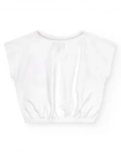 Camiseta para niña en blanco de manga corta y estampado floral