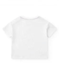Camiseta para niña en blanco con flores