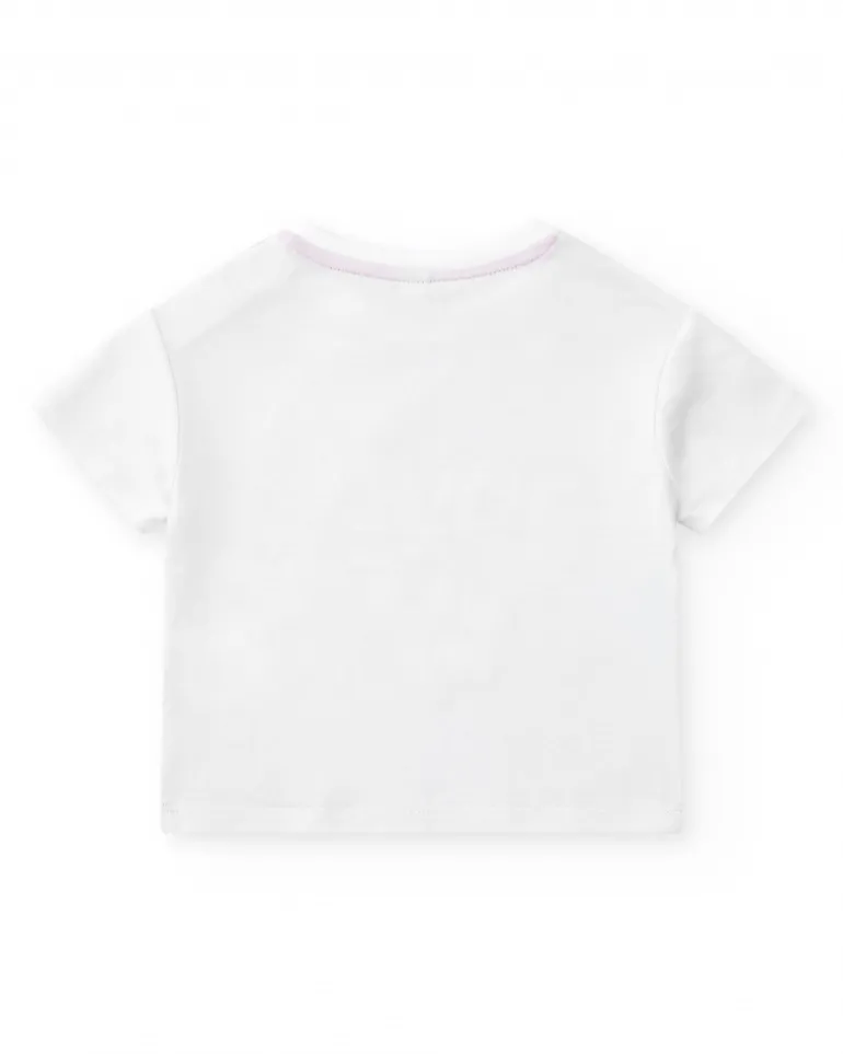 Camiseta para niña en blanco con flores