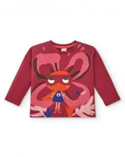 Camiseta para niña en rojo con estampado de superhéroe colección Super Natural