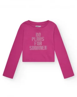 Camiseta para niña en rosa de manga larga y mensaje frontal