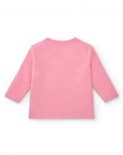 Camiseta para niña en rosa con estampado de superhéroe colección Super Flower