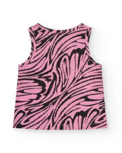 Camiseta para niña en rosa sin mangas y animal print