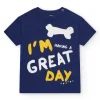 Camiseta para niño en azul con frase "Having a Great Time"