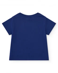 Camiseta para niño en azul con tiburones y peces