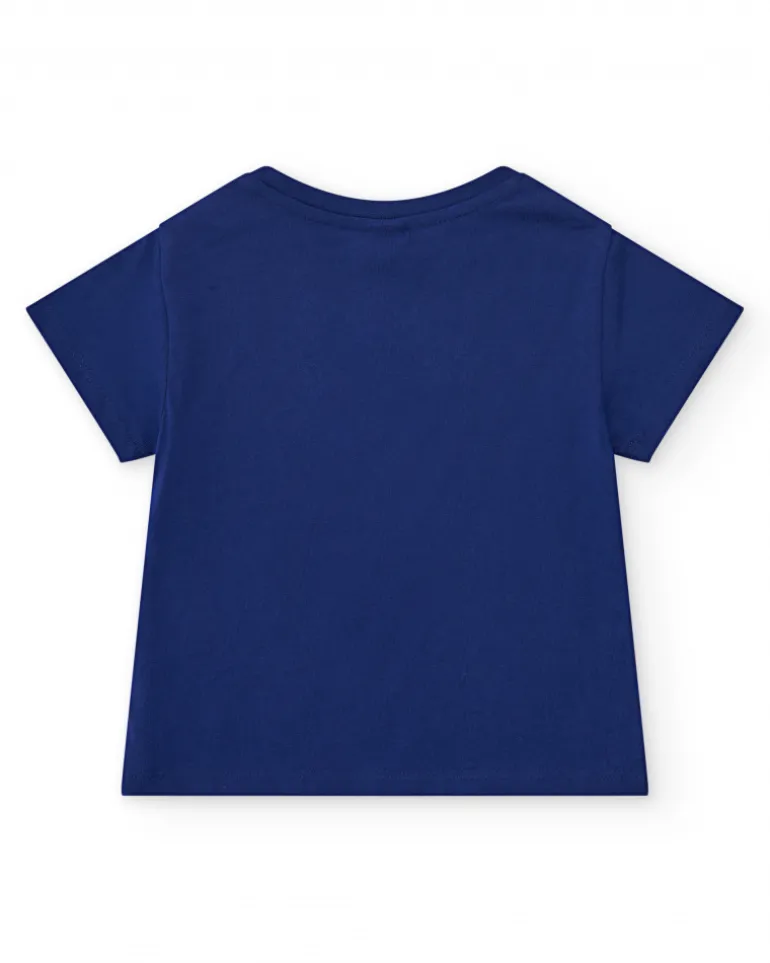 Camiseta para niño en azul con tiburones y peces