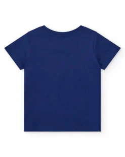 Camiseta para niño en azul con estampado geométrico