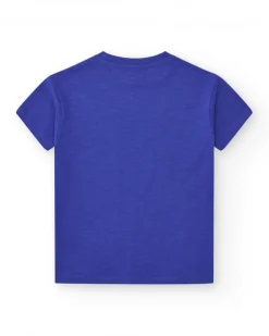 Camiseta para niño en azul con frase estampada