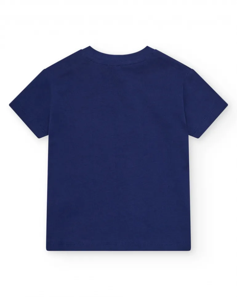 Camiseta para niño en azul con frase "Having a Great Time"