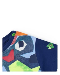 Camiseta para niño en azul con tiburones y peces
