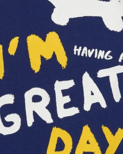 Camiseta para niño en azul con frase "Having a Great Time"