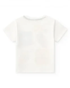 Camiseta para niño en blanco con ilustraciones florales