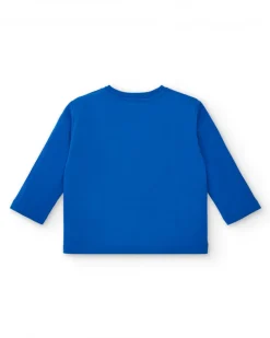 Camiseta punto niño en azul con estampado de estrellas y mensaje colección Amazing