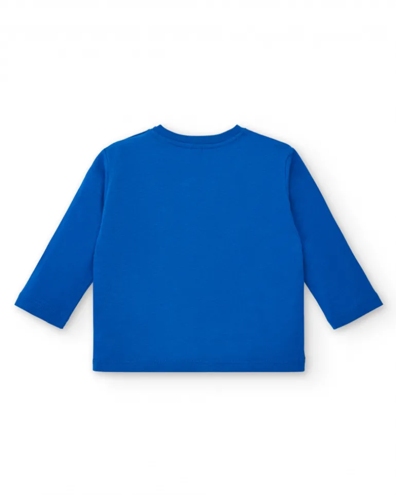 Camiseta punto niño en azul con estampado de estrellas y mensaje colección Amazing