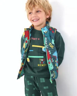 Chaleco acolchado para niño con estampado de dinosaurios colección Cyber Dino