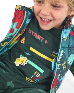 Chaleco acolchado para niño con estampado de dinosaurios colección Cyber Dino