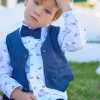 Chaleco azul marino para niño con botones y bolsillos decorativos