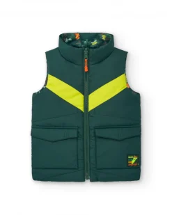 Chaleco reversible para niño en verde con detalles en amarillo neón colección Soulvivor