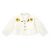 Chaqueta blanca de plana para niña con botones y volante inferior