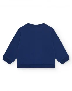 Chaqueta de felpa para niña en azul con corazón en el pecho y cremallera