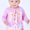 Chaqueta de tricot para niña color malva con bordado