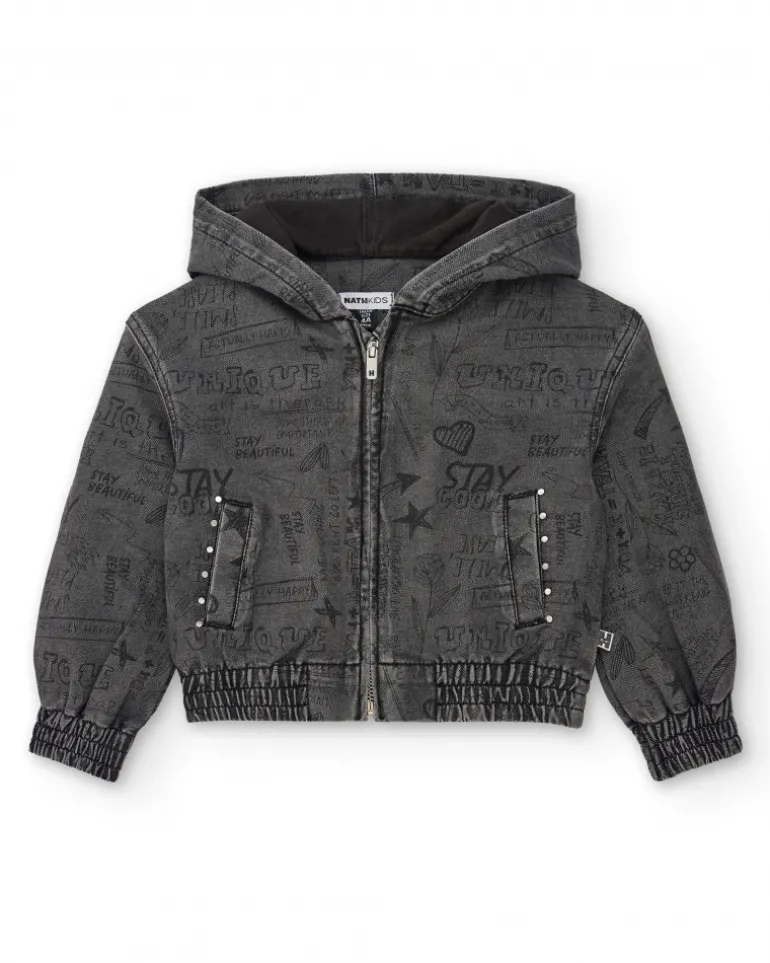Chaqueta denim con capucha estampada colección Rebel Dreamers