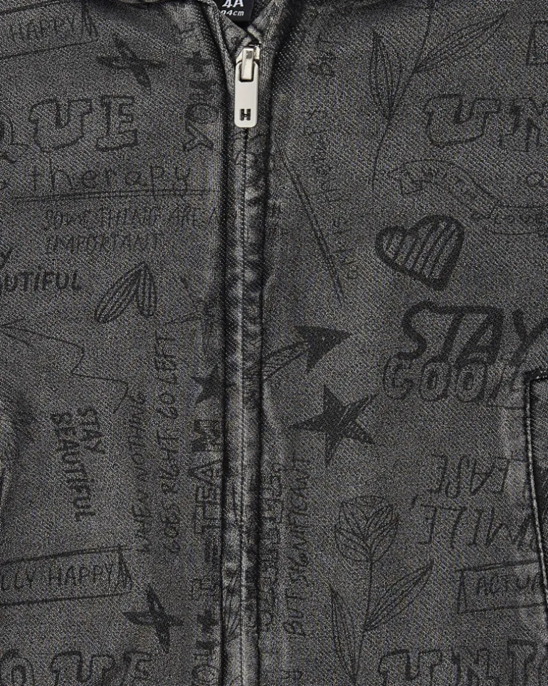 Chaqueta denim con capucha estampada colección Rebel Dreamers